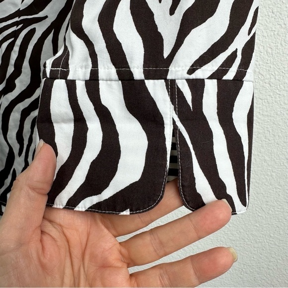 Chico’s Brown White Zebra Print 3/4 Sleeve Blouse, Size 0 - Picture 6 of 14